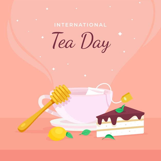 Ilustración plana del día internacional del té