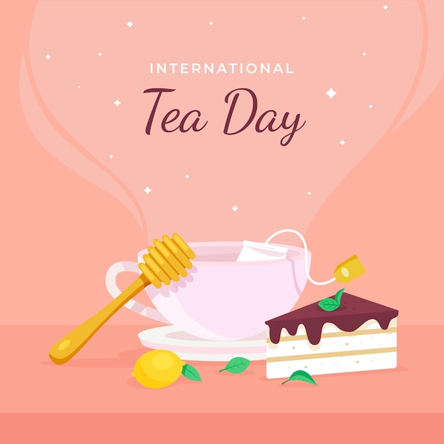 Vector ilustración plana del día internacional del té