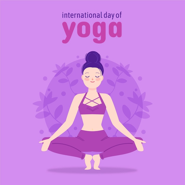 Ilustración plana del día internacional del yoga