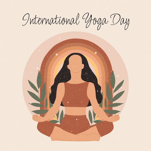 Vector ilustración plana del día internacional del yoga