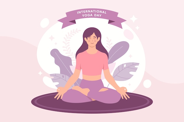 Vector ilustración plana del día internacional del yoga