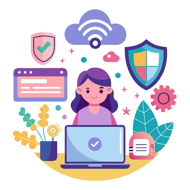 Vector ilustración plana del día de internet más seguro aislada sobre un fondo blanco