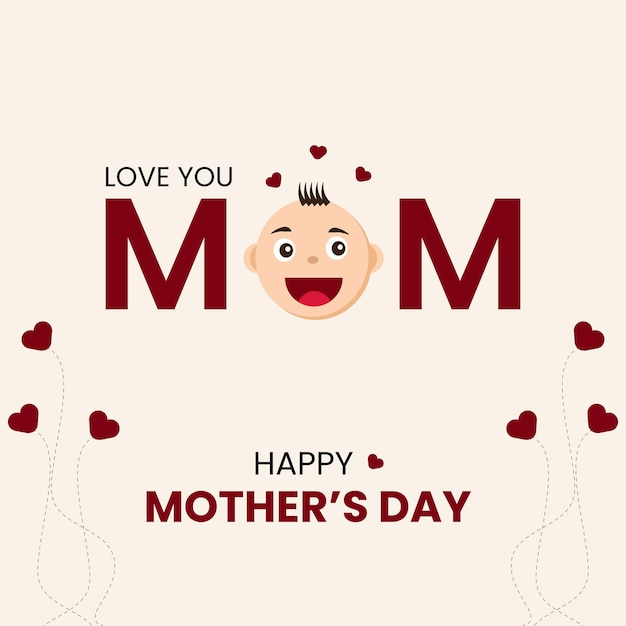 Vector ilustración plana del día de la madre amo a mamá