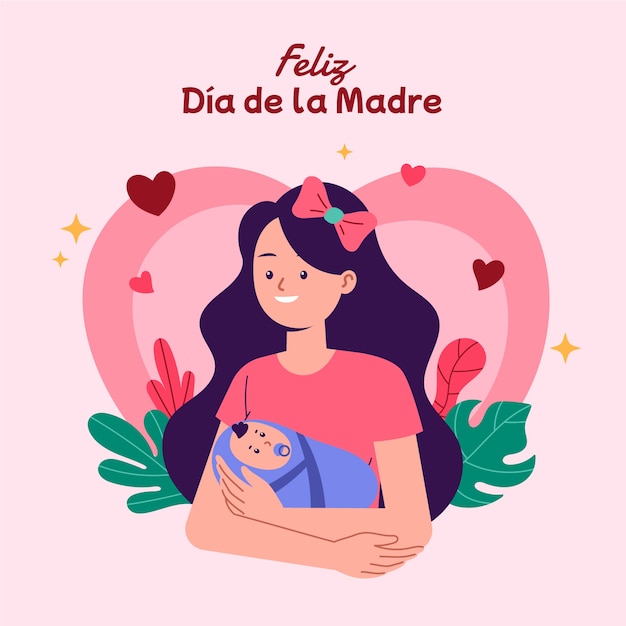 Vector ilustración plana del día de la madre en español