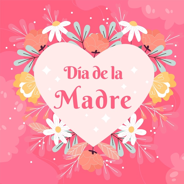 Ilustración plana del día de la madre en español