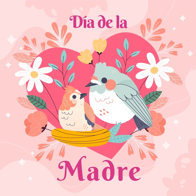 Ilustración plana del día de la madre en español