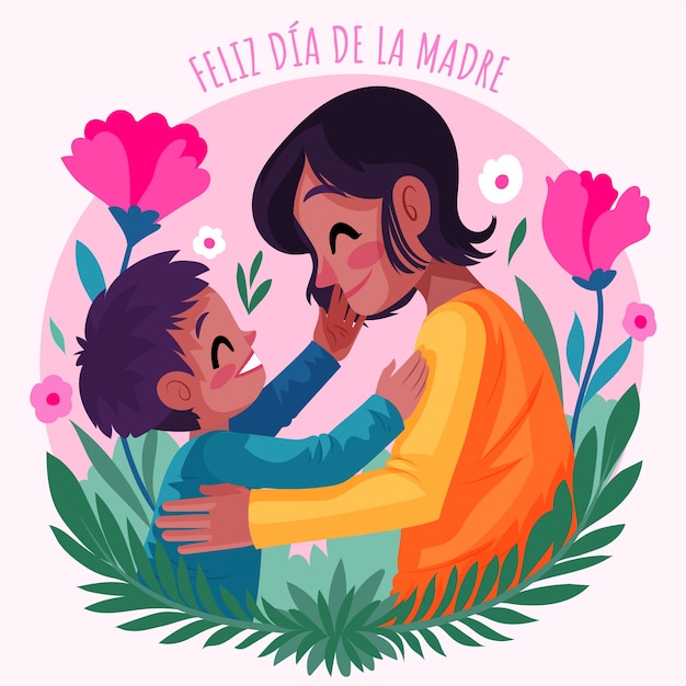 Vector ilustración plana del día de la madre en español