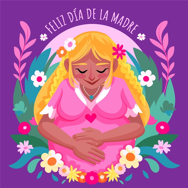 Ilustración plana del día de la madre en español