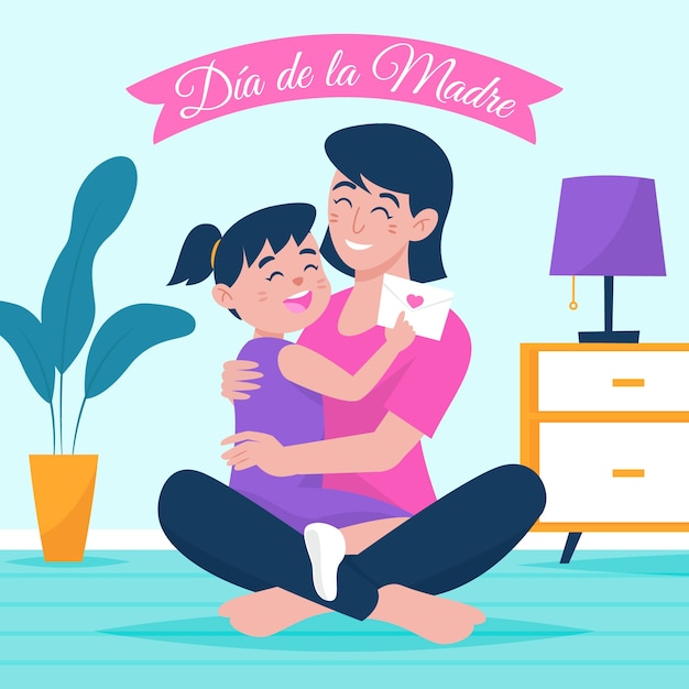 Vector ilustración plana del día de la madre en español