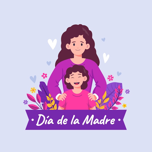 Vector ilustración plana del día de la madre en español