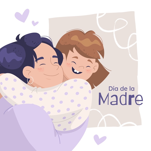 Vector ilustración plana del día de la madre en español