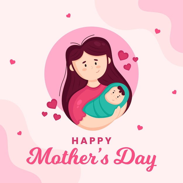 Ilustración plana del día de la madre