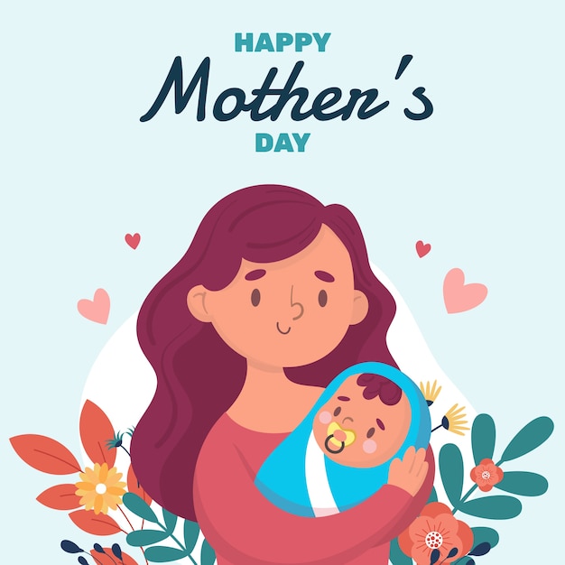 Ilustración plana del día de la madre