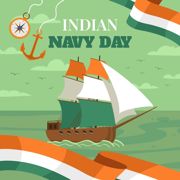 Ilustración plana del día de la marina india