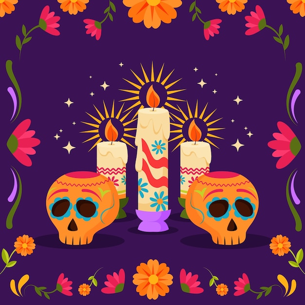 Ilustración plana dia de muertos