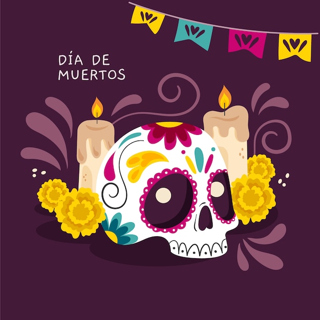 Ilustración plana dia de muertos