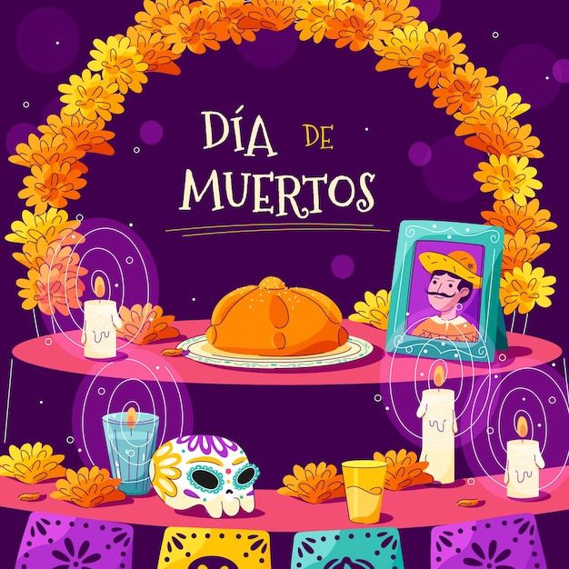 Vector ilustración plana dia de muertos