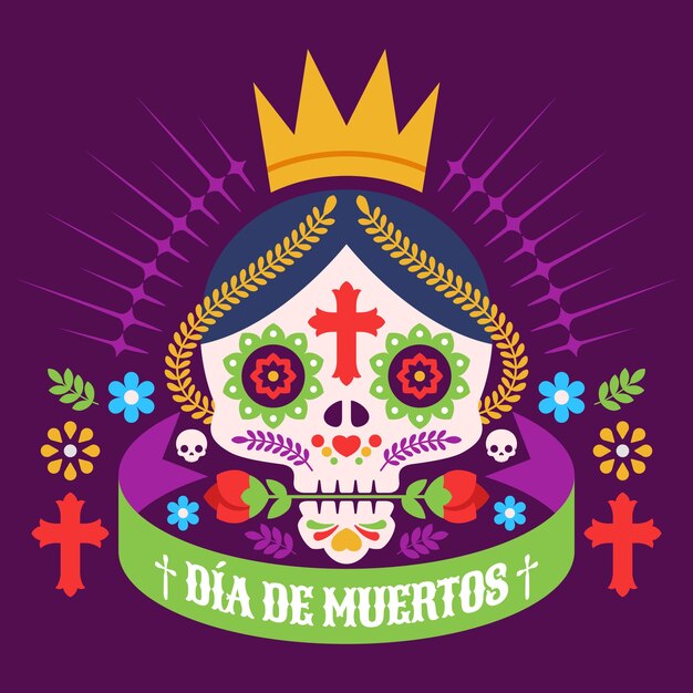 Vector ilustración plana dia de muertos