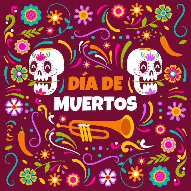 Ilustración plana dia de muertos