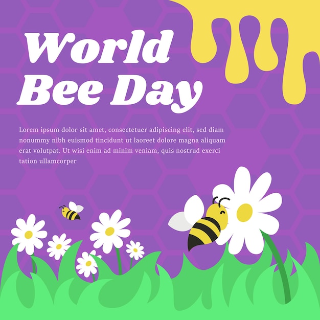 Vector ilustración plana del día mundial de la abeja