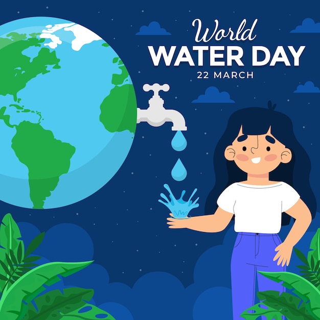 Ilustración plana del día mundial del agua