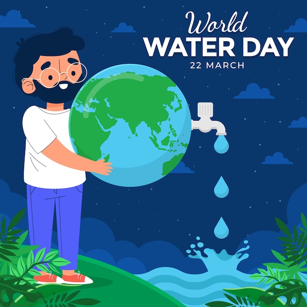 Ilustración plana del día mundial del agua