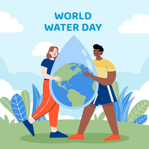 Ilustración plana del día mundial del agua