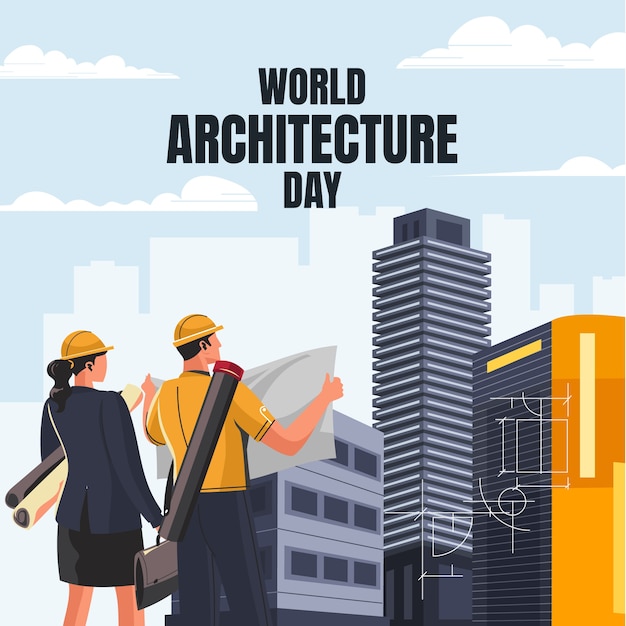 Ilustración plana para el día mundial de la arquitectura