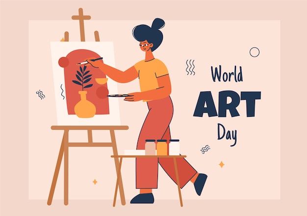 Ilustración plana del día mundial del arte