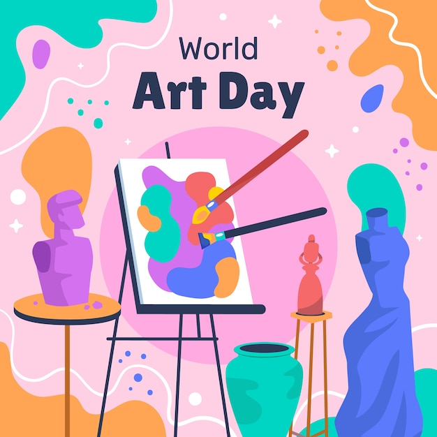 Vector ilustración plana para el día mundial del arte