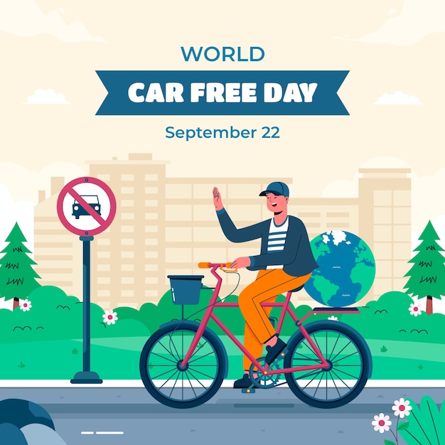 Vector ilustración plana del día mundial sin automóviles