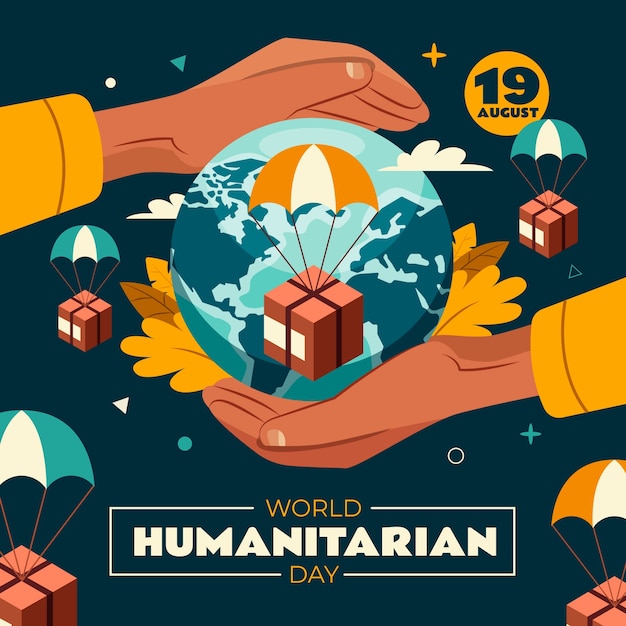 Ilustración plana para el día mundial de la ayuda humanitaria