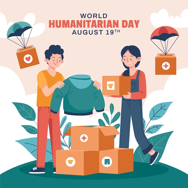 Ilustración plana para el día mundial de la ayuda humanitaria