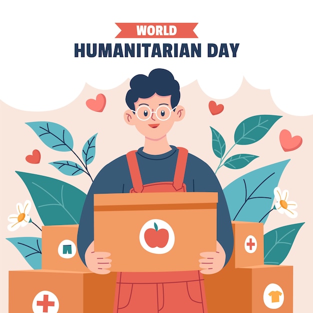 Ilustración plana para el día mundial de la ayuda humanitaria