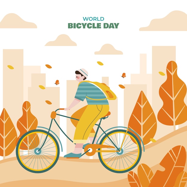 Vector ilustración plana del día mundial de la bicicleta