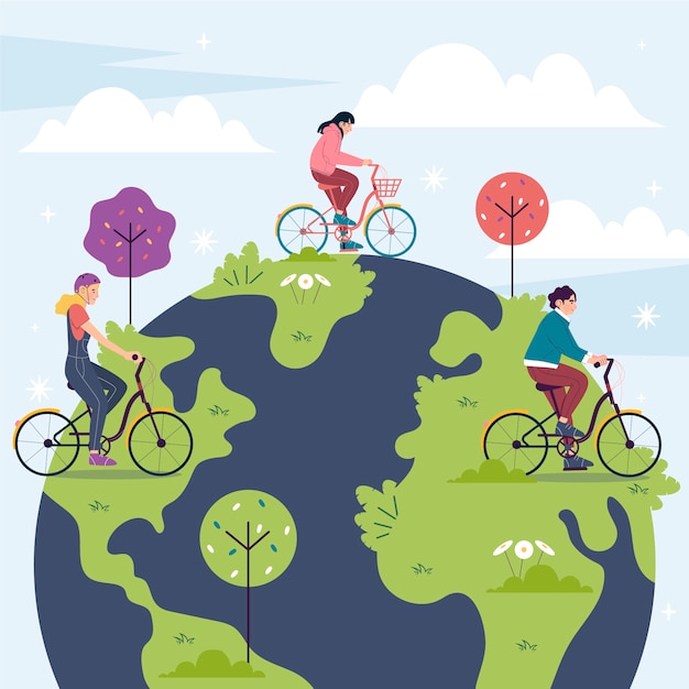 Ilustración plana del día mundial de la bicicleta