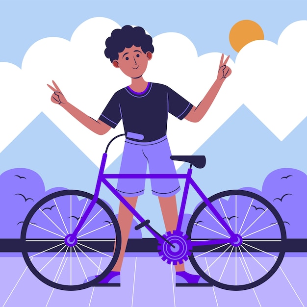 Vector ilustración plana del día mundial de la bicicleta