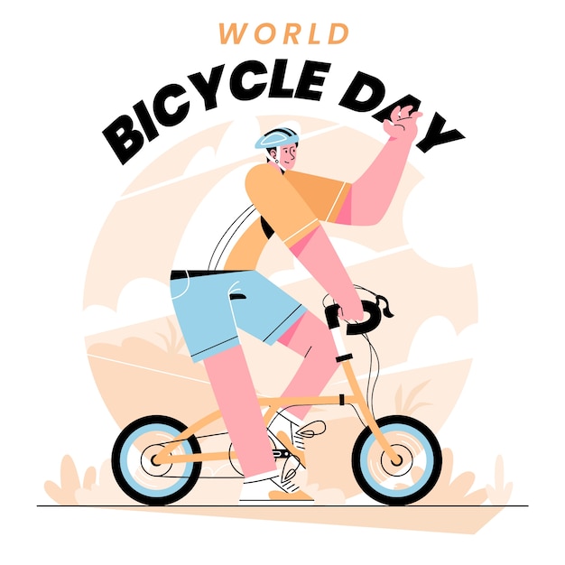 Vector ilustración plana del día mundial de la bicicleta