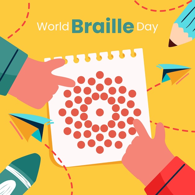 Ilustración plana del día mundial del braille