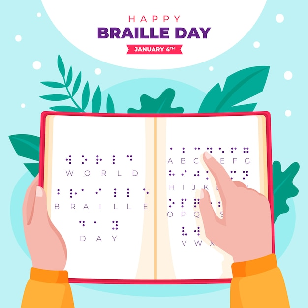 Vector ilustración plana del día mundial del braille