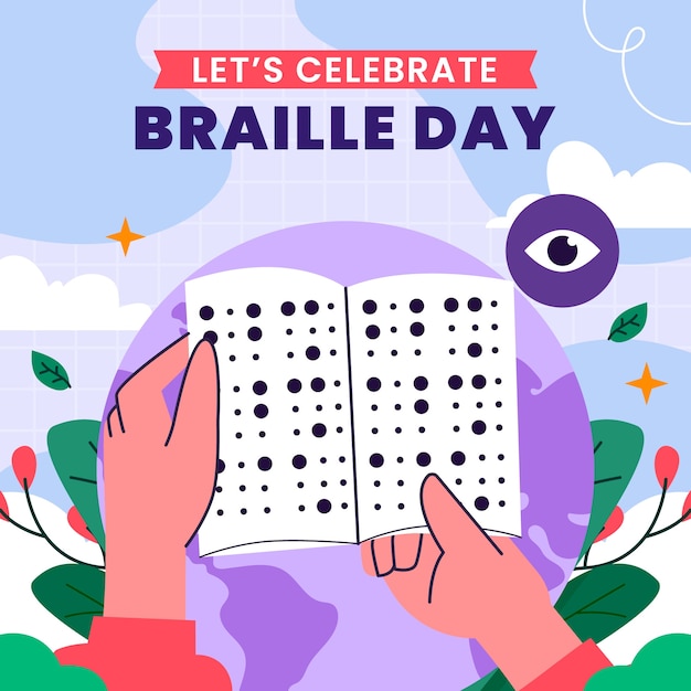Ilustración plana del día mundial del braille