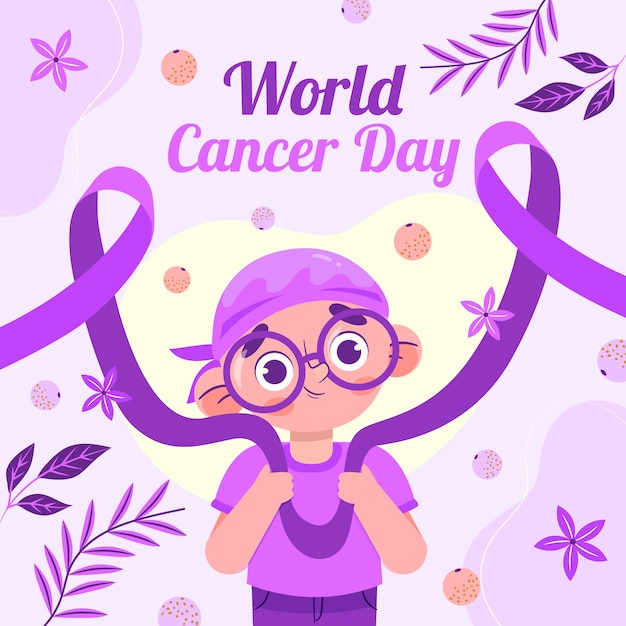 Vector ilustración plana del día mundial del cáncer