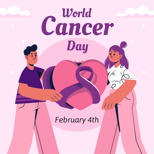 Vector ilustración plana del día mundial del cáncer