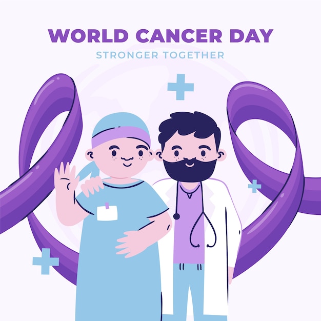 Ilustración plana del día mundial del cáncer