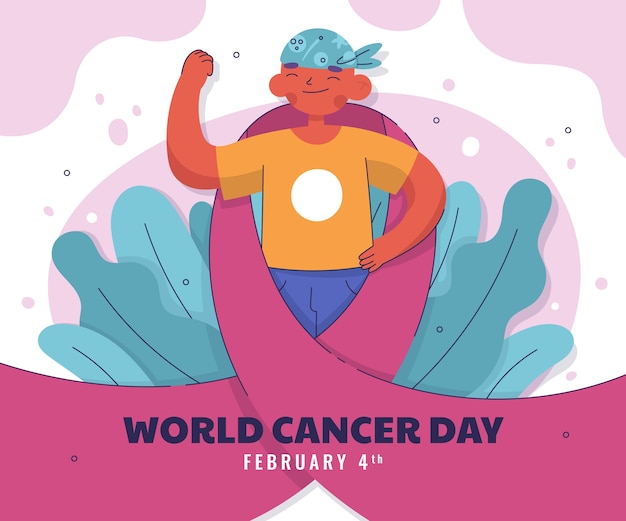 Vector ilustración plana del día mundial del cáncer