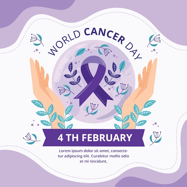 Vector ilustración plana del día mundial del cáncer