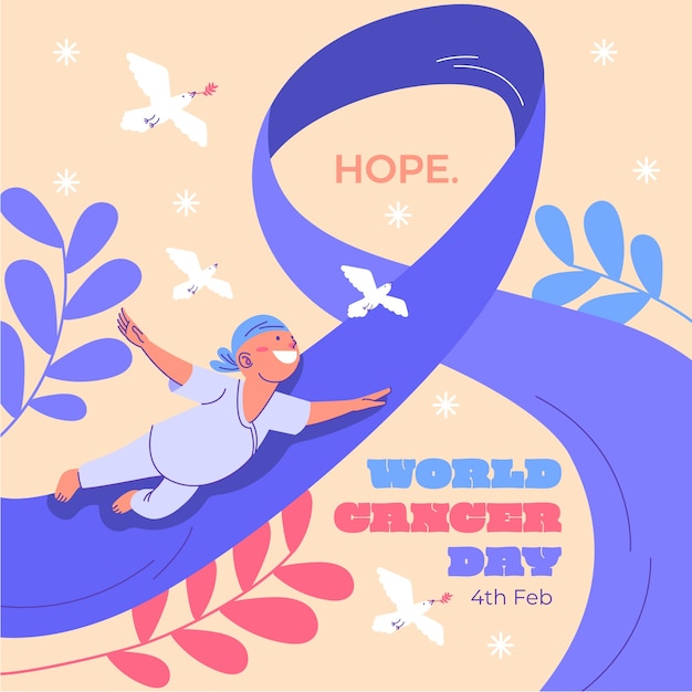 Vector ilustración plana del día mundial del cáncer