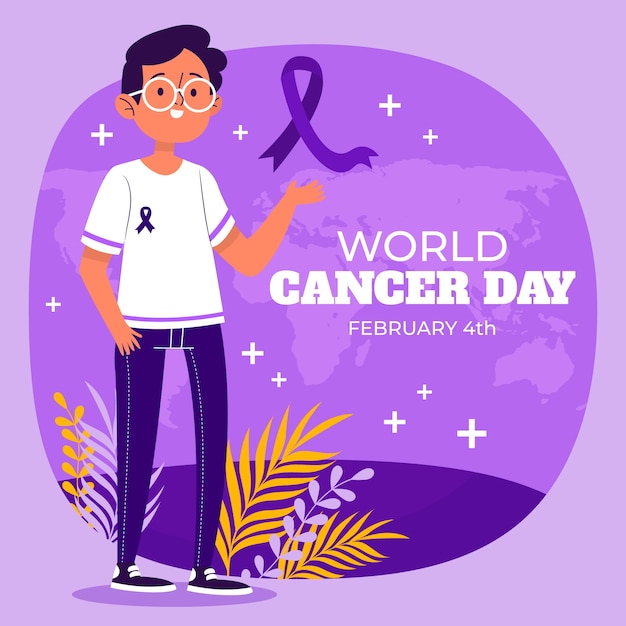 Ilustración plana del día mundial del cáncer