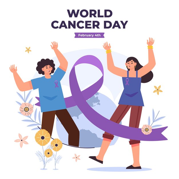 Ilustración plana del día mundial del cáncer