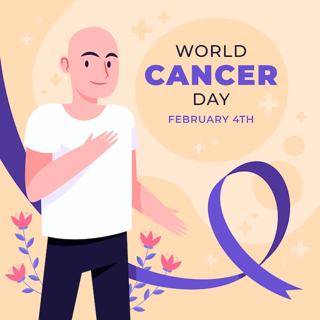 Ilustración plana del día mundial del cáncer